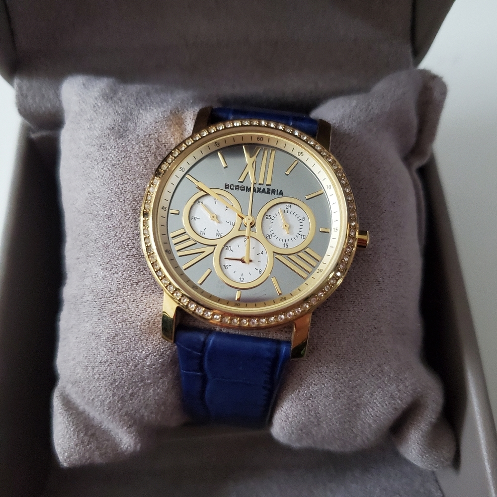 BCBG Maxazria Navy Leather Watch